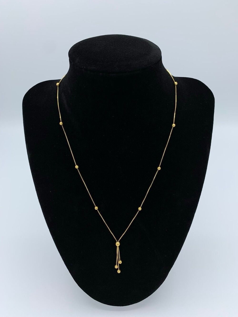 14K Yellow Gold, Box Chain, Gold Beads, 18 inches Vintage